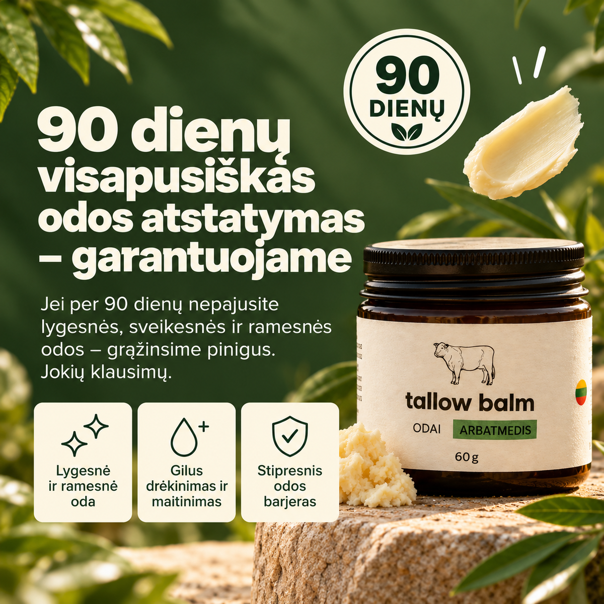 TallowSkin™ Grass-Fed Beef Tallow kremas